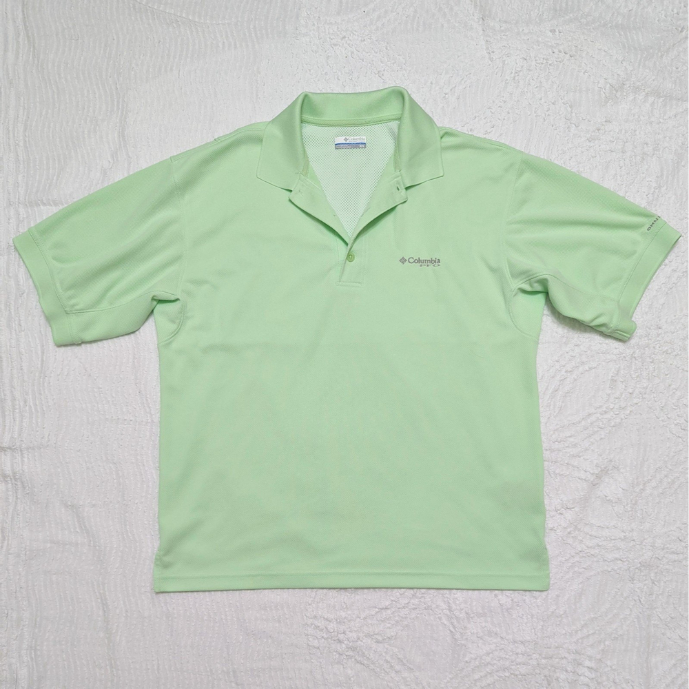 Columbia PFG Men's Size Medium Lime Green Vented Fishing Polo Shirt Outdoor